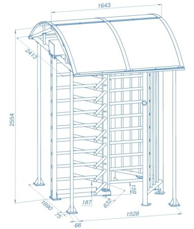 Турникет полноростовой PERCo-RTD-16.2S уличный с электромеханическим приводом Турникет полноростовой PERCo-RTD-16.2S уличный с электромеханическим приводом