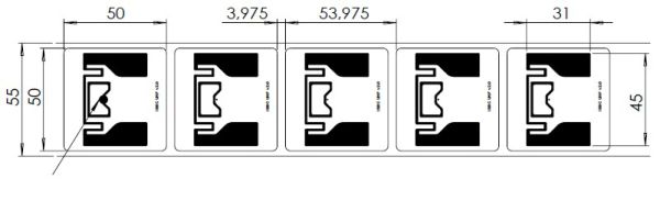Метка Labels 50х50 UHF, UCODE8, прозрачная PET наклейка (45x31)