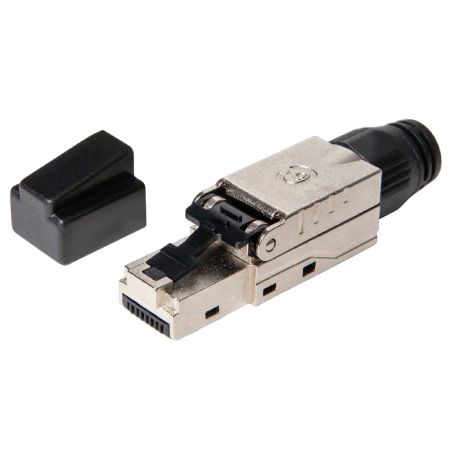 Коннектор RJ45/8P8C ЛЮ-КНР-45.Ф6A.Би, самозажимной, Кат.6a (Класс Ea), полный экран Коннектор RJ45/8P8C ЛЮ-КНР-45.Ф6A.Би, самозажимной, Кат.6a (Класс Ea), полный экран