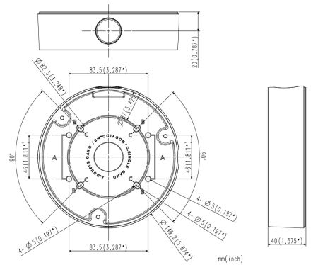 Монтажная коробка Wisenet SBF-100B1 для видеокамер Монтажная коробка Wisenet SBF-100B1 для видеокамер
