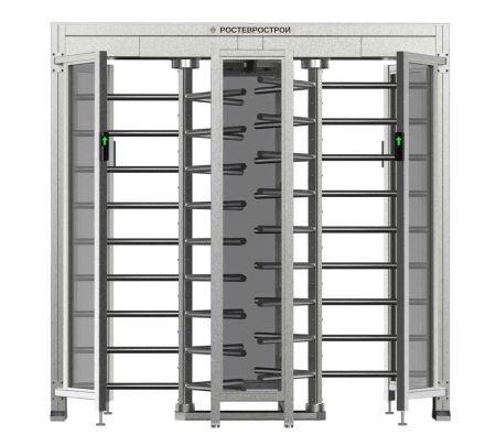 Турникет уличный полноростовой двухпроходной Ростов-Дон ПР2С/3М2 У с ограждением из закаленного стекла Турникет уличный полноростовой двухпроходной Ростов-Дон ПР2С/3М2 У с ограждением из закаленного стекла