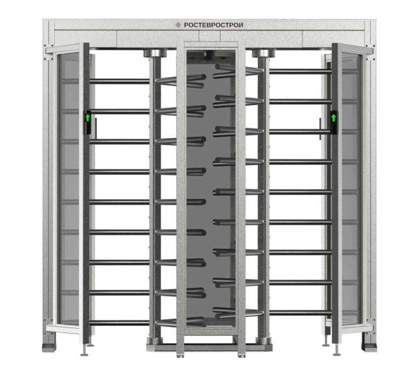 Турникет уличный полноростовой двухпроходной Ростов-Дон ПР2С/3М2 У с ограждением из закаленного стекла Турникет уличный полноростовой двухпроходной Ростов-Дон ПР2С/3М2 У с ограждением из закаленного стекла