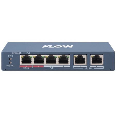 PoE-коммутатор 4-портовый iFlow F-SW-EU206HPOE-V, L2, неуправляемый PoE-коммутатор 4-портовый iFlow F-SW-EU206HPOE-V, L2, неуправляемый