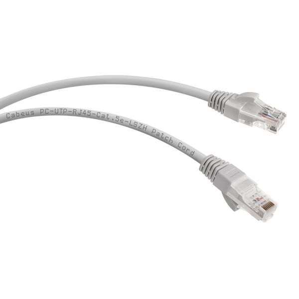 Патч-корд U/UTP Cabeus PC-UTP-RJ45-Cat.5e-0.5m-LSZH, категория 5е, 2xRJ45/8p8c, неэкранированный, серый, LSZH, 0.5м