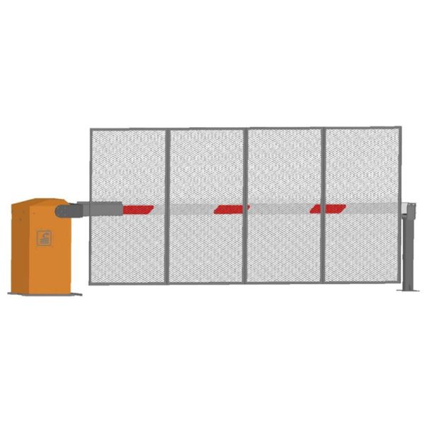 Антивандальный автоматический шлагбаум Фантом Титан F4TZ с забором Антивандальный автоматический шлагбаум Фантом Титан F4TZ с забором