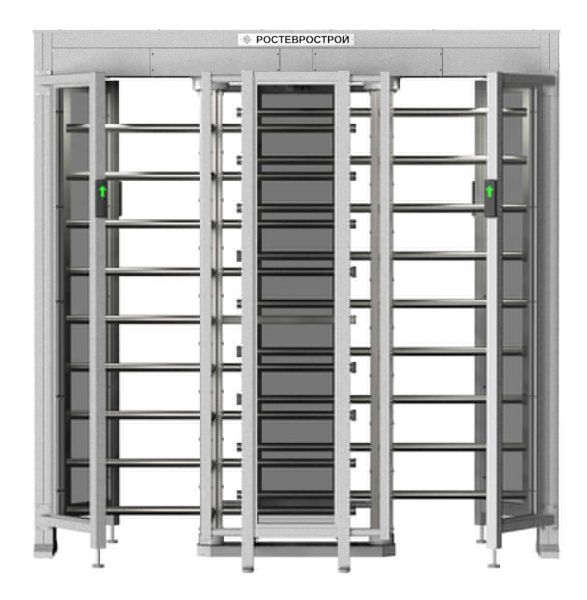 Турникет уличный полноростовой двухпроходной Ростов-Дон ПР2С/4М2 У с ограждением из закаленного стекла Турникет уличный полноростовой двухпроходной Ростов-Дон ПР2С/4М2 У с ограждением из закаленного стекла
