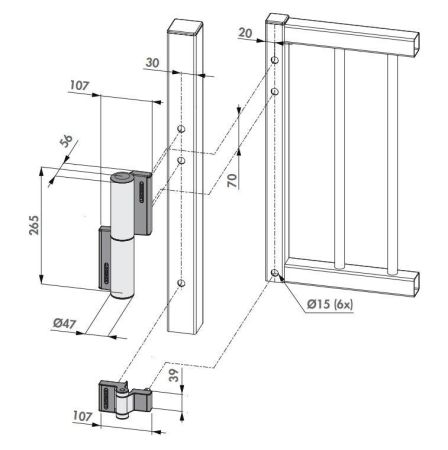 Гидравлический доводчик Locinox Tiger и петля два-в-одном, 180° Гидравлический доводчик Locinox Tiger и петля два-в-одном, 180°