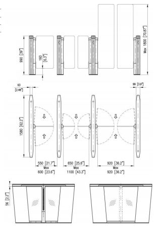 Центральный модуль скоростного распашного турникета Cominfo EasyGate Superb Центральный модуль скоростного распашного турникета Cominfo EasyGate Superb