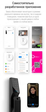 Электронный биометрический замок Moorgen T3+ без врезной части, видеоглазок, Wi-Fi Электронный биометрический замок Moorgen T3+ без врезной части, видеоглазок, Wi-Fi