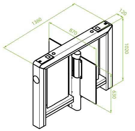 Центральный модуль распашного турникета ZKTeco Mars Pro-S1200 без считывателей