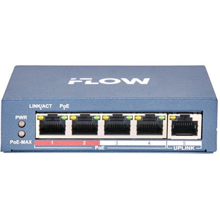 PoE-коммутатор 4-портовый iFlow F-SW-EU205POE-V, L2, неуправляемый PoE-коммутатор 4-портовый iFlow F-SW-EU205POE-V, L2, неуправляемый