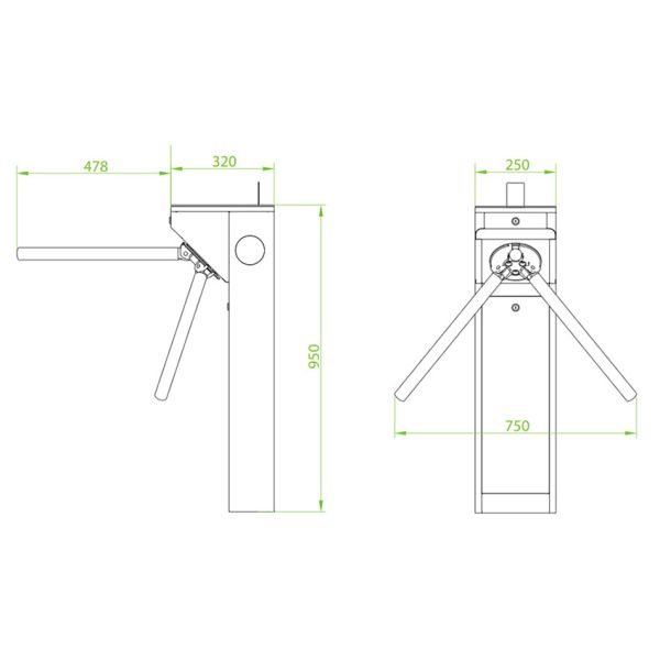 Турникет-трипод тумбовый ZKTeco mTS1000 Pro QR (с планками Антипаника) Турникет-трипод тумбовый ZKTeco mTS1000 Pro QR (с планками Антипаника)
