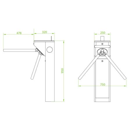 Турникет-трипод тумбовый ZKTeco mTS1000 Pro без считывателей (с планками Антипаника) Турникет-трипод тумбовый ZKTeco mTS1000 Pro без считывателей (с планками Антипаника)