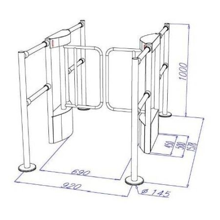 Турникет с распашными створками ОМА-36.787 (LD) из нержавеющей стали и стекла Турникет с распашными створками ОМА-36.787 (LD) из нержавеющей стали и стекла