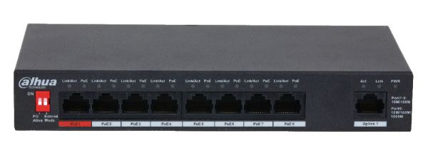 Неуправляемый POE коммутатор 9-портовый Dahua DH-PFS3009-8ET1GT-96 Неуправляемый POE коммутатор 9-портовый Dahua DH-PFS3009-8ET1GT-96