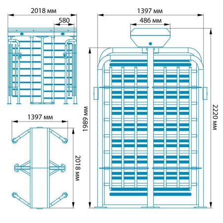 Полноростовой двухпроходной роторный турникет Блокпост РСТ 1400 Полноростовой двухпроходной роторный турникет Блокпост РСТ 1400