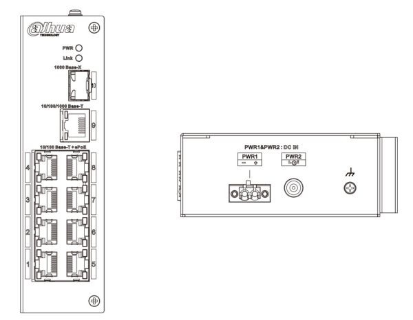 ePoE-коммутатор 8-портовый Dahua DH-LR2110-8ET-120, гигабитный, неуправляемый